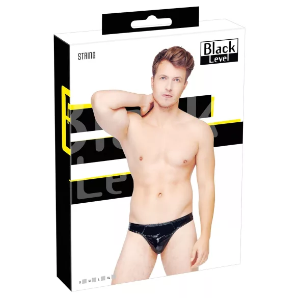Black Level - męskie stringi lakierowane - czarne - L