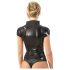 LATEX - krótki rękaw, damska bluzka na zamek (czarna)