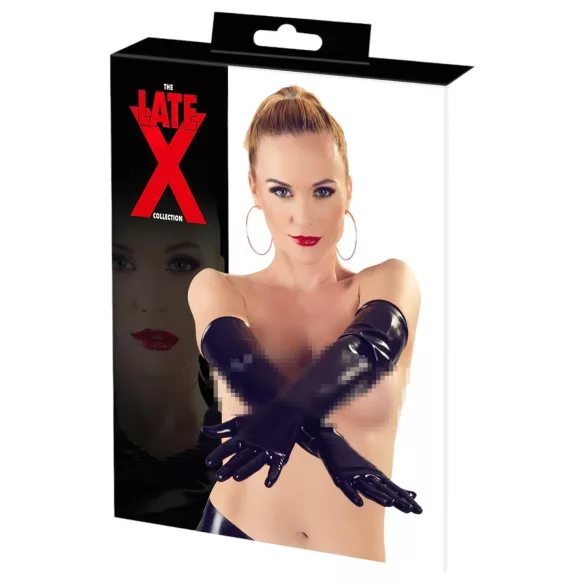 Latex - rękawice długie unisex - czarne - M