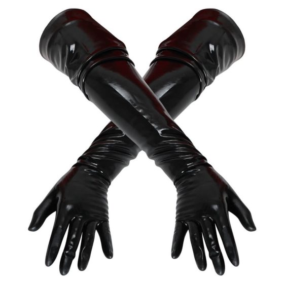 LATEX - długie rękawice unisex (czarne) - XL