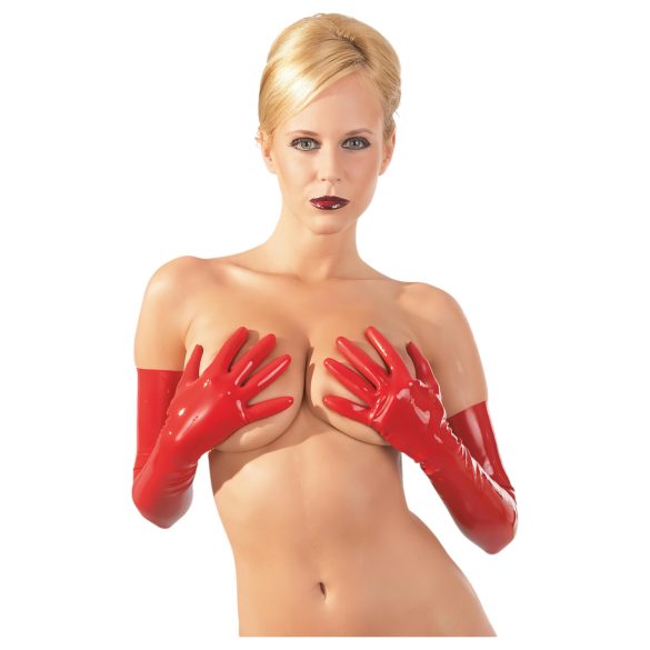 LATEX - długie rękawiczki unisex - lateksowe - czerwone - M