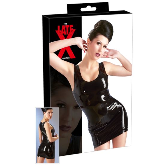 LATEX - mini sukienka bez rękawów (czarna) - S