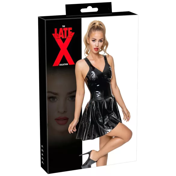 LATEX - mini sukienka z falbanką (czarny) - M