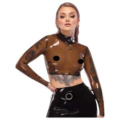 LATEX - koszulka lateksowa - przezroczysta - czarna - M