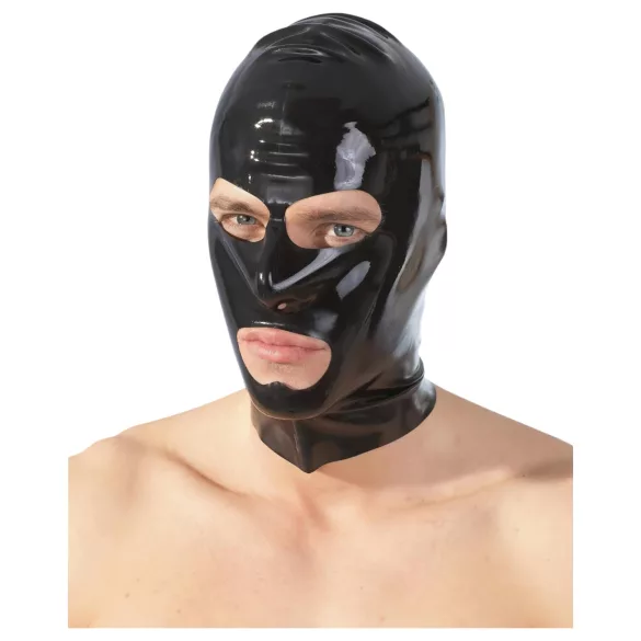 LATEX - maska erotyczna - otwór na usta - lateksowa czarna