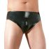 LATEX - męskie slipki z analnym dildo wewnętrznym (czarne) - XL