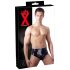 LATEX - męskie majtki z wewnętrznym stożkowym analnym dildo (czarne) - L