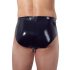 LATEX - męskie majtki z wewnętrznym stożkowym analnym dildo (czarne) - XL