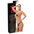 LATEX - koronkowy zestaw z 2 wewnętrznymi dildo - czarny (S-L)