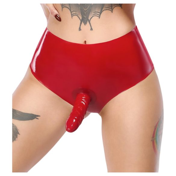 LATEX - realistyczny czerwony dildo z przyssawką