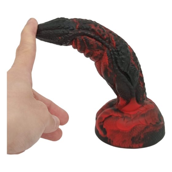 OgazR Hell Dong - dildo z rowkami i lepkimi wypustkami - 20 cm (czarno-czerwony)