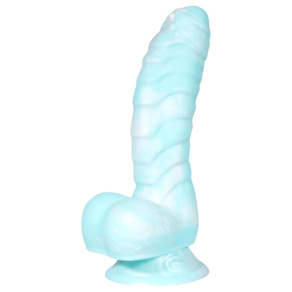 OgazR Morski Wąż - żłobiony dildo - 17 cm (niebiesko-biały)