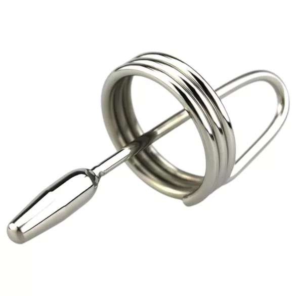 DeepRing - dilator z pierścieniem - metalowy - 9 cm - srebrny