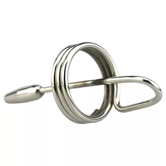 DeepRing - dilator z pierścieniem - metalowy - 9 cm - srebrny