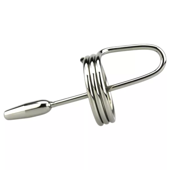 DeepRing - dilator z pierścieniem - metalowy - 9 cm - srebrny