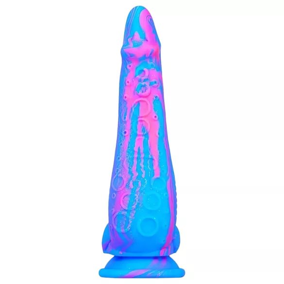 Inkipus - dildo z jądrami - silikon - 18 cm - niebiesko-różowy