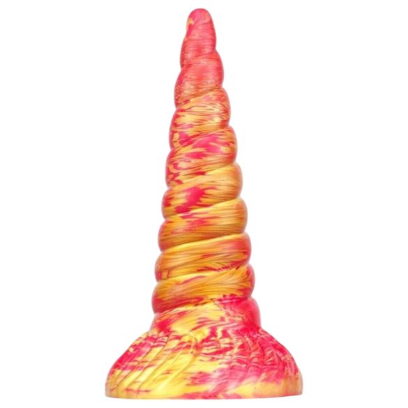 Metallic Anal - silikonowy dildo jednorożca - 17cm (różowo-złoty)