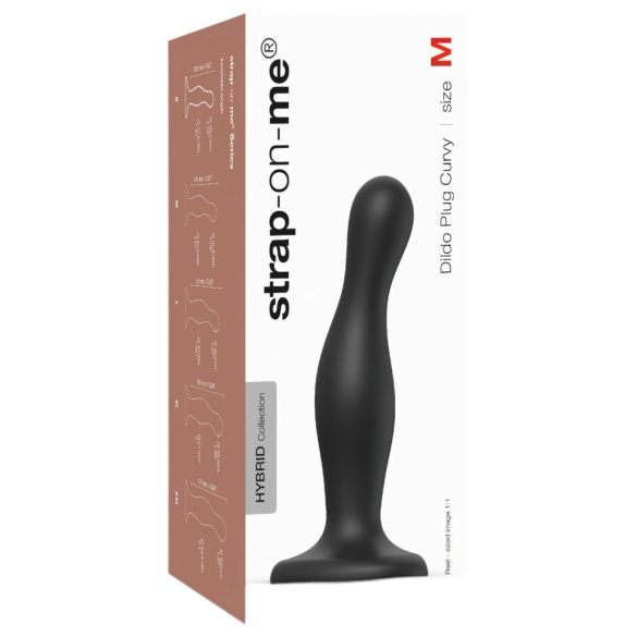 Strap-on-me Curvy M - falisty, przyssawkowy dildo (czarny)