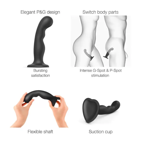 Strap-on-me P&G S - dildo z przyssawką wygięte - czarny