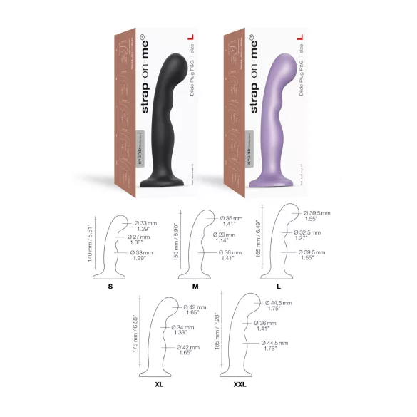 Strap-on-me - dildo z przyssawką - wygięte - czarne - P&G L
