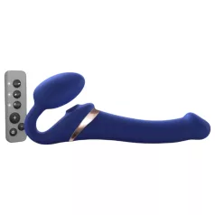   Strap-on-me - strap-on wibrator z falą powietrzną - silikon niebieski M