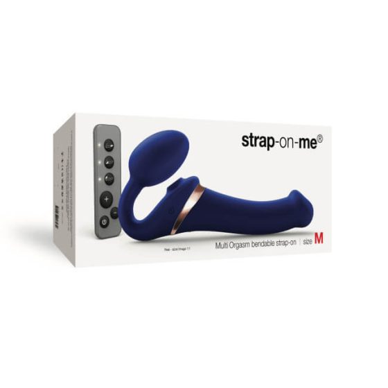 Strap-on-me M - wibrator powietrzny strap-on - średni (niebieski)