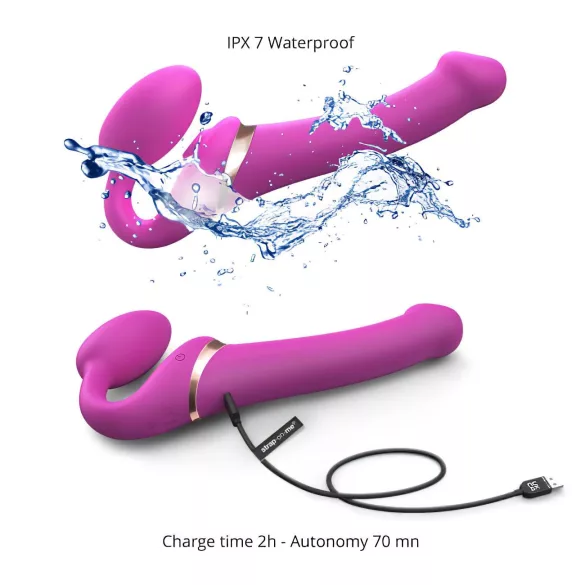 Strap-on-me M - wibrator z paskiem - fale powietrzne - różowy