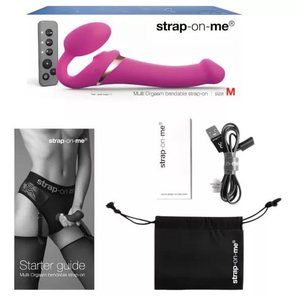 Strap-on-me M - przypinany, falami powietrza stymulujący wibrator (różowy)