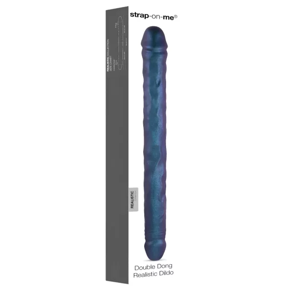 Strap-on-me - podwójne dildo - metaliczny niebieski