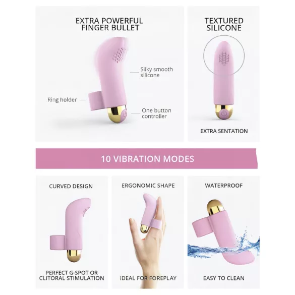 Love to Love - wibrator na palec ładowany USB - silikon różowy