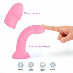 Dildolls Glitzy - lepkie silikonowe dildo (różowe)