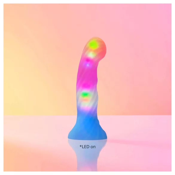 Love to Love Candy Loop - świecący silikonowy wibrator z diodami LED (różowo‑niebieski) - 16,9 cm