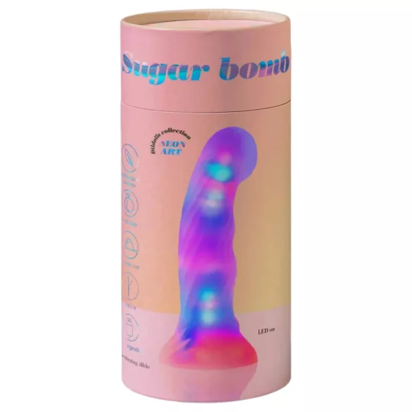 Love to Love Sugar Bomb - świecący silikonowy wibrator z diodą LED (różowo-żółty) - 16,9 cm