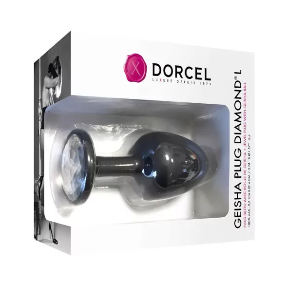 Dorcel Geisha Plug Diamond L - czarny anal plug z białym kamieniem