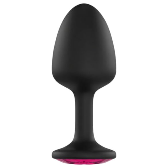 Czarny korek analny Ruby L z różowym kamieniem - Dorcel Geisha