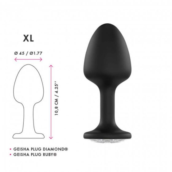 Dorcel Geisha Plug Diamond XL - dildo analne z białym kamieniem (czarny)