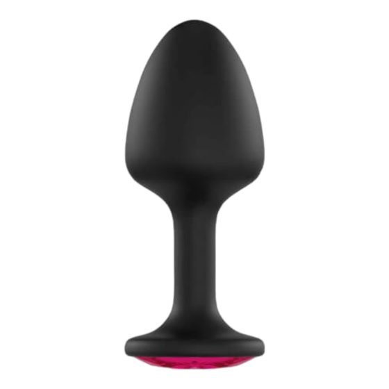 Dorcel Geisha Plug Ruby XL - różowe dildo analne z kamieniem (czarne)