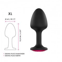   Dorcel Geisha Plug Ruby XL - różowe dildo analne z kamieniem (czarne)