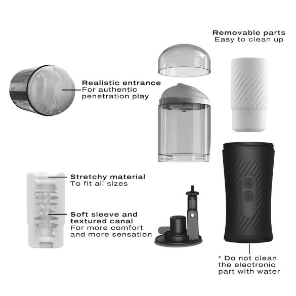 Dorcel Thrust Blow - masturbator automatyczny - ładowany USB - czarny