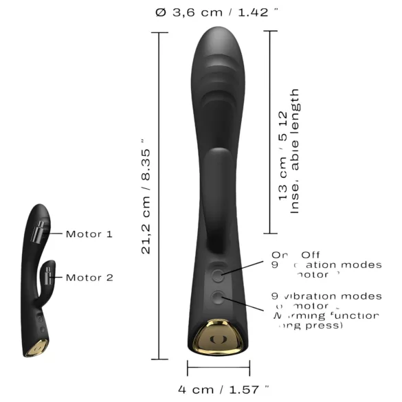 Dorcel Flexi Rabbit - rozgrzewający wibrator z ramieniem łechtaczki (czarny)