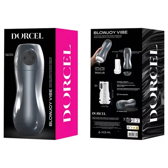 Dorcel Blowjoy Vibe - masturbator ssąco‑wibracyjny akumulatorowy (szary)