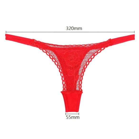 Panty Rose - tanga ukryta w róży - czerwone - rozmiar S-L