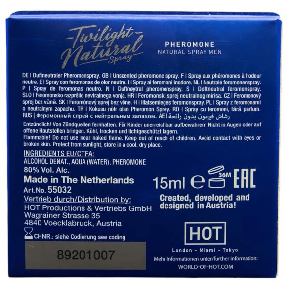 HOT Twilight Natural - perfumy z feromonami dla mężczyzn - bezzapachowe - 15ml