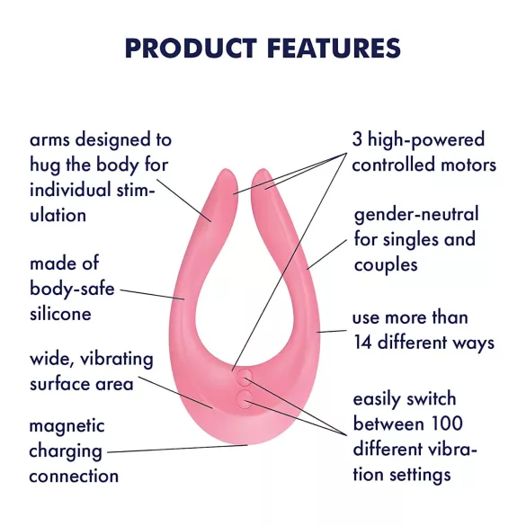 Satisfyer - wibrator dla par - wielofunkcyjny - silikon różowy