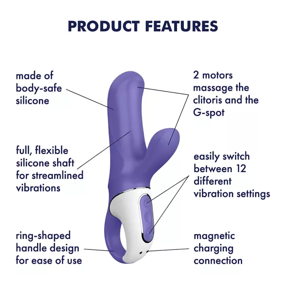 Satisfyer Magic Bunny - wodoodporny wibrator z wypustką na łechtaczkę (fioletowy)