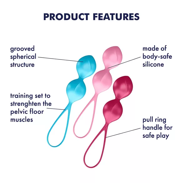 Satisfyer V Balls - kulki gejszy - zestaw 3-częściowy