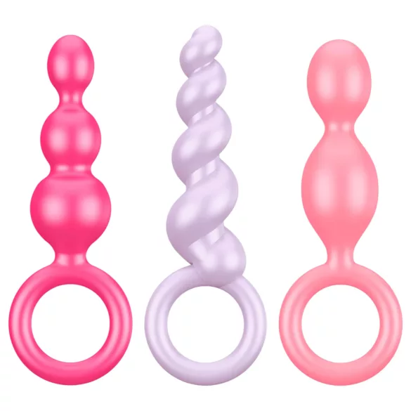 Satisfyer - zestaw korków analnych - 3 sztuki - silikon kolorowy