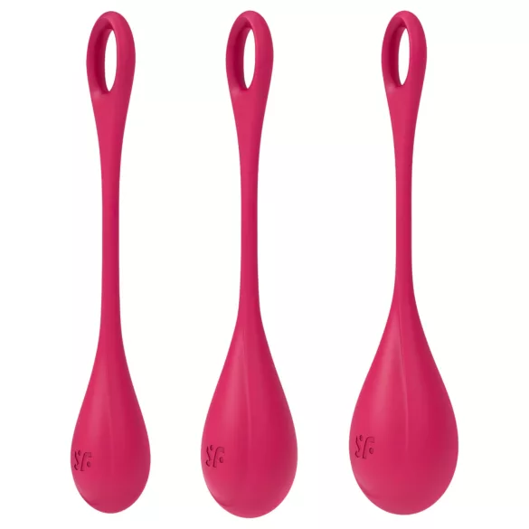 Satisfyer Yoni Power 1 - kulki gejszy - zestaw 3 sztuki - czerwony