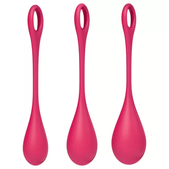 Satisfyer Yoni Power 1 - kulki gejszy - zestaw 3 sztuki - czerwony
