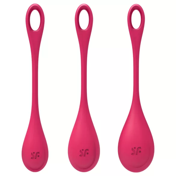 Satisfyer Yoni Power 1 - kulki gejszy - zestaw 3 sztuki - czerwony
